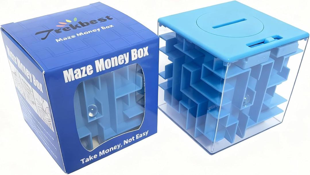Trekbest Money Maze Puzzle Box - A Fun Unique Way to Give Gifts for Kids and Adults (Blue)