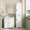 72.8" H Tall Arched Bathroom Storage Cabinet, 15.7" W, White, 72.8" H x 15.7" W x 11.8" D