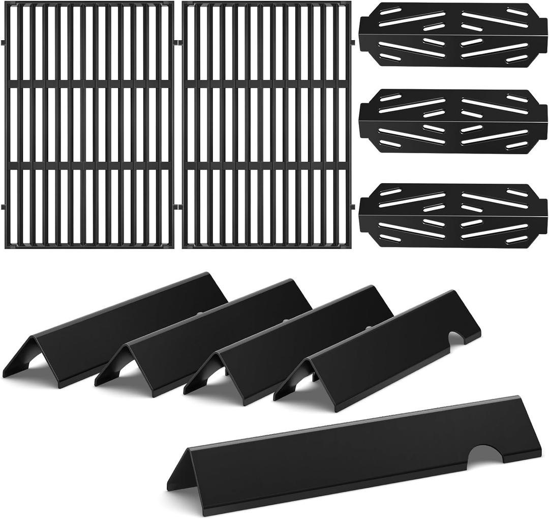 QuliMetal 18.75" Grill Grates and Genesis II Flavorizer Bars and Heat Deflector Replacement Parts for Weber Genesis II 300 /LX 300, 66095 66795 66040 Parts for Weber Genesis II Grill Parts