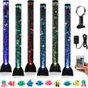 Large 4FT Sensory Fish Water Bubble Tube Floor Lamp Fake Aquarium Tank with 10 Fish & 16 Color Changing LED Lights, Gift for for Autism, ADHD, Special Needs-Remote Control & Wall Bracket Included