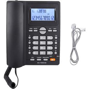 Corded Phone, Desktop Landline Telephone Wired Phone for Home Office Hotel Use, Speakerphone, Caller ID Display, Hands Calling (Black)