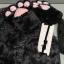 Haull 8 Pcs Halloween Kitten Cat Costume Accessories Girl Cat Ear Tail Gloves Bell Choker Necklace Tights Skirt Calf Sleeves (Medium, Black and Pink)