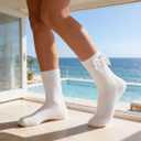 Women's Lace Ruffle Ankle Socks,Frilly Lace Socks with Bow, Lace, Ruffles (White)
