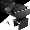 Armrest Box Double Layer Front Center Console Black Leather with Charging 7 USB Ports for Universal Car