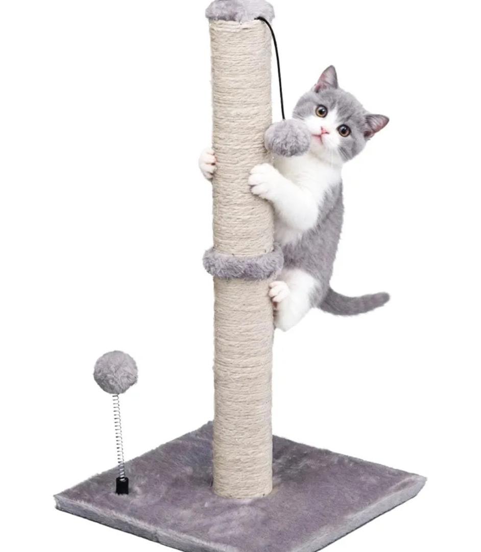 MECOOL Cat Scratching Post Premium Basics Kitten Scratcher Sisal Scratch Posts with Hanging Ball 22" for Kittens or Smaller Cats (22 inches for Kitten, Gray)