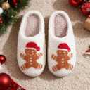 Christmas Slippers Reindeer Slippers for Women and Men Holiday Halloween Slippers Indoor Bedroom Fluffy Warm Fleece Slippers Winter Soft Cozy Home Non-Slip Soft Plush Slip-on Wool Lined House Shoes (White)