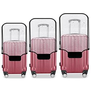 JZRTravel 3 Pack Luggage Covers for Suitcase Clear PVC 0.4MM Thickened Waterproof Anti-Scratch Protector Sleeve Fits 20 24 28 Inch Baggage TSA Approved Travel Accessories