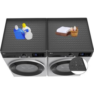 2PCS 23.6''x19.7'' Washer and Dryer Top Cover Mats, Non-Slip Silicone Laundry Machine Protector, Waterproof Rubber Mat for Washing Machine & Dryer (Dark Gray)