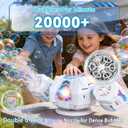 Upgraded Mecha Style Bubble Machine, Rechargeable Type-C Powered Bubble Blower with Remote Control, 360° Automatic Rotation & RGB Lights, 35k+ Bubbles/Min, Bubbles for Kids, Parties, Weddings, Outdoor