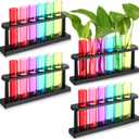 Kingdder 24 Pcs Plastic Test Tubes with Rack for Plant Propagation Station, 1.5 oz Shot Glasses Holder for Science Parties, Pouring and Storing Liquids, Hydroponic Plants Cutting Vase for Office Home
