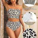 Tempt Me Women Bandeau Bikini Set Strapless High Waisted Two Piece Swimsuit Longline Bathing Suits. XL Size