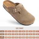 Womens Genuine Suede Clogs for Women Slip-On Buckle Slides Women's Mules & Clogs Natural Rubber Cork Footbed Sandals Potato Shoes with Arch Support (8.5, Taupe)