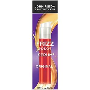 John Frieda Frizz Ease Original Hair Serum, Protecting Against Frizz, Heat, and Humidity While Adding Shine, Smooths Strands and Hydrates Parched Hair with Argan, Coconut, and Moringa Oil, 1.69 Oz