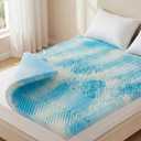 Sweetcrispy 4 in Memory Foam Mattress Topper Twin, 5-Zone Gel Infused Cooling Topper Pad for Twin Size Bed, Sleeper Sofa, RV, Camper, CertiPUR-US Certified, Ventilated and Breathable
