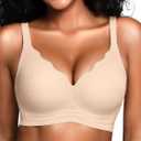 Wireless Jelly Bras for Women No Underwire with Support - S-2XL Seamless Bralettes Everyday Comfort Tshirt Padded Bra (XX-Large)