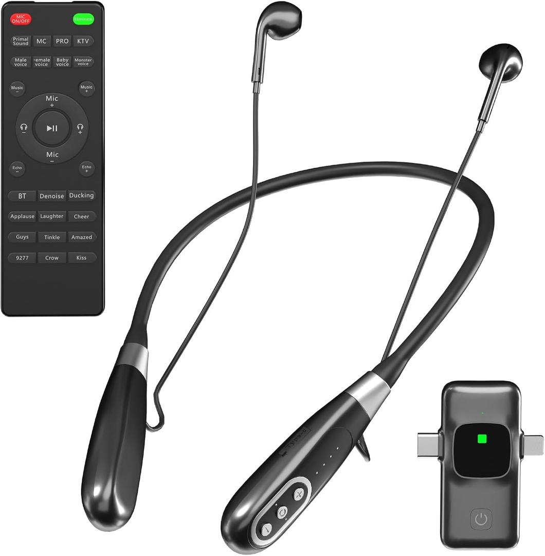 Facmogu E8 Wireless Sound Card Live Streaming Earphones, Portable Multi-Function Sound Card Live Broadcasting Audio Editing Earphones w/Remote Control, Suitable for PS5 Streaming Game YouTube TikTok