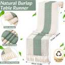 Boho Placemats 4/6/8 Set of Round Woven Placemat Macrame Style Bicolor Stitching Long Table Runner Farmhouse Rustic Natural Burlap Cotton for Kitchen Dining Table(6 Sets,Green,12x72)