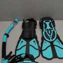 Snorkel Set with Fins for Adults, Snorkeling Gear for Adults Men and Women, Snorkle, Mask Set Adults Dry Top Snorkel Mask Combo Set with Travel Bag for Snorkeling, Diving, Swimming (Small-Medium, Cyan)