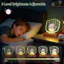 CoolGift Mart Light Up Baseball Glove Display Stand, Acrylic Wooden LED 3D Night Lamp with USB Powered, Desk Decor Lamp for Bedroom College Dorm, Gift for Baseball Players Lovers