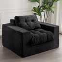 MAXYOYO Living Room Chair for Adults, Upholstered Floor Sofa with Armrests, Boneless Chair with Tufted Cushion & Backrest, Sofa in A Box, Bean Bag Couch for Bedroom Living Room, Dorm, Black (Single)