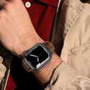 Eyamumo Genuine Leather Bands Compatible for Apple Watch Band 42mm 44mm 45mm Men Women, Top Grain Soft Vintage Genuine Leather Replacement Strap Compatible with Apple Watch Series 9 8 7 6 5 4 3 2 1 SE (A-Vintage Retro Brown + Black Adapter)