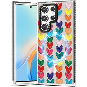 Toycamp for Samsung Galaxy S25 Ultra Case - Compatible with MagSafe Women Girls Cute Phone Cover Magnetic with Shockproof Protective Girly Kawaii Unique Designer for Samsung S25 Ultra Case, Hearts