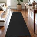 IOHOUZE Washable Runner Rug 2.6x8 Non Slip Rubber Backed Wide Hallway Runner Entryway Runner Indoor, Kitchen Rugs Woven Cotton Floor Carpet for Hall Entrance Bedroom, Black/Grey