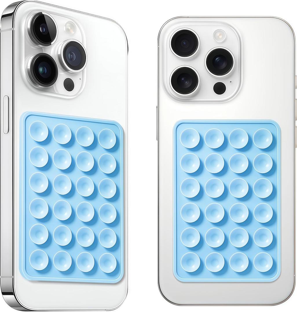 AZXYI Anteel 2 Pack Silicone Suction Phone Case Mount, Silicon Adhesive Suction Cup Phone Mount, Non Slip Sticky Phone Grip for Cellphone, Strong Grip Holder for Selfies and Videos (Baby Blue)