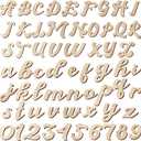 Gerrii 320 Pcs 4'' Wooden Letters and Numbers Crafts Unfinished Cursive Wooden Alphabet a to Z, Wood Numbers 0 to 9 Sign for DIY Wall Decor Painting Writing with Bonus Accessories Instructions