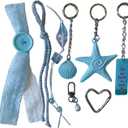 7-in-1 Detachable Bag Charms Set and Multi-Functional Keychains Bag Accessory (White)