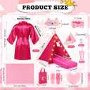 Slumber Party Teepee Tent, Throw Blanket Pillow, 5 Pink 1 Rose Red, 6 Set