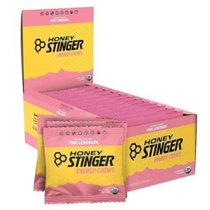 Honey Stinger Organic Pink Lemonade Energy Chew, Gluten Free & Caffeine Free, for Exercise, Running and Performance, Sports Nutrition for Home & Gym, Pre and Mid Workout, 12 Pack, 21.6 Ounce