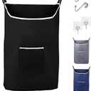 The Fine Living Co. X-Large Hanging Laundry Hamper with Over Door Hooks & Adhesive,Durable Space Saving Laundry Bag with Zipper and Wide Open Top,Hanging Dorm Laundry Hamper 20"x3.75"x31" (Black-XL)