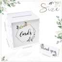 OurWarm White Wedding Card Box with Lock, PVC Gift Card Box for Wedding Reception, Eucalyptus DIY Wedding Envelope Money Card Box for Party Graduation Birthday Baby Shower Decorations