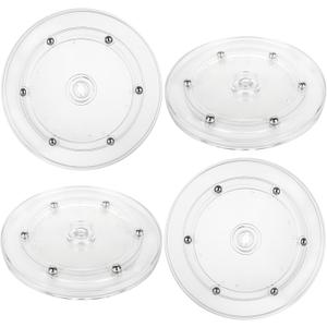 4PCS 6 inch Small Lazy Susan Turntable Clear Acrylic Lazy Susan Mini Acrylic Ball Bearing Rotating Tray for Spice Rack Table Cake Kitchen Pantry Decorating