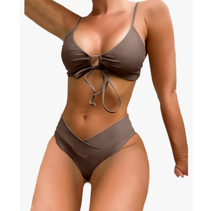 Meetall Women's High Cut String Triangle Bikini Set Swimsuits Sexy Bathing Suits 2 Piece Medium