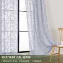 OVZME Light Grey Sheer Curtains 63 inches Long 2 Panels for Living Room, Jacquard Clip Leaf Pattern Textured Light Filtering Window Semi Sheer Voile Drapes for Bedroom, Each Panel 42 x 63 Inch