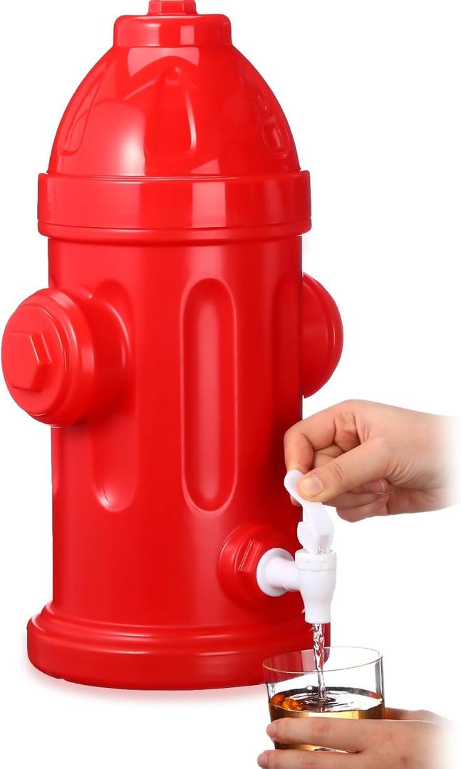 Liliful 1.5 Gallon Drink Dispenser Firefighter Racing Birthday Party Beverage Dispenser Plastic Dog Paw Party Supplies for Kids Fighter Theme Decorations (Fire Hydrant)
