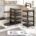 Fovkdcvw Adjustable Heavy Duty Pots and Pans Organizer Under Cabinet, 8-Tier Pot and Pan Organizers Inside Cabinet, Kitchen Cabinet Organizers and Storage, Black