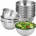 12 Pcs 304 Stainless Steel Mixing Bowls with Graduations, Metal Serving Salad Bowls, Reusable Baking Food Storage Containers for Baking, Cooking, Making Salads, Soups, Ice Cream, Noodles, cereal, 6.7"W x 2.7"H