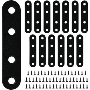 14PCS 2.99 x 0.63 Black Straight Flat Brace, Stainless Steel Sturdy Bracket, Metal Strap for Wood Furniture Chair with 56PCS Screws