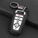 Soft Silicone Rubber Carbon Fiber Texture Case Key Fob Cover For Ford Bronco Escape Expedition Explorer F150 F250 F350 F450 F550 Fusion Maverick Mondeo Ranger Car Key - Black - Weave Keychain