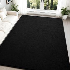 Nuttumico Large Modern Area Rugs for Bedroom Living Room, 5x7 Feet Black Rug, Thickened Memory-Foam Indoor Carpets, Minimalist Rug for Boys Girls, Soft, Non-Slip and Machine-Washable