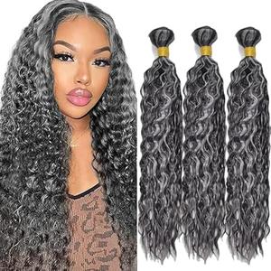 Grey Bundles Human Hair 18 20 22 Inch Water Wave Highlight 1B Grey Human Hair Bundle 3 Bundles 300g Total Unprocessed Brazilian Virgin for Black Women