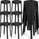 Nosiny Pack of 6 Plastic Stackable Stools 18 Inch Portable Nesting Stack Stools Round Colorful Backless Bar Seating for Home Party Office (Black)