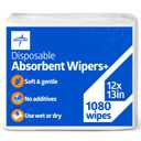 Medline Absorbent Wipers+ Disposable Heavy Duty Dry Wipes, 12" x 13" (90 Count, 8 Pack)