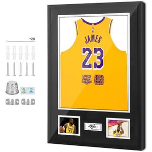 Nice C Jersey Frame Display Cases, Jersey Frame with Pictures Photos Slots, Jersey Shadow Box Shirt Wall Display Case, Signature Display, 98% UV Protection, Football Basketball Soccer (1 Pack)