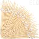 600 Cocktail Picks, White Pearl Fancy Toothpicks for Appetizers Drinks Fruit Food, 4.7 IN Long Bamboo Skewers Wood Cocktail Sticks for Wedding Bridal Shower Party Decor Charcuterie Boards Accessories