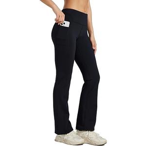 Willit Women's Fleece Lined Pants Yoga Bootcut Thermal Winter Pants High Waisted Flare Leggings Water Resistant, Black XL