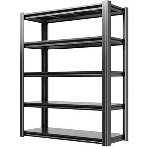 VIYET 72" H Garage Shelves, Garage Shelving Heavy Duty, 2500Lbs 5 Tier Adjustable Storage Shelves Suitable for Warehouse, Basement, Workshop, Kitchen, Require Assembly, 16" D*36" W*72" H(Black)